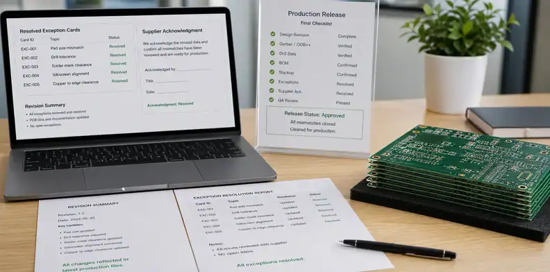 PCB order confirmation exception closure and final production release checklist