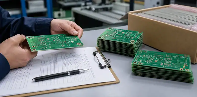 Receiving desk separating free extra boards from billable PCB overage underage items