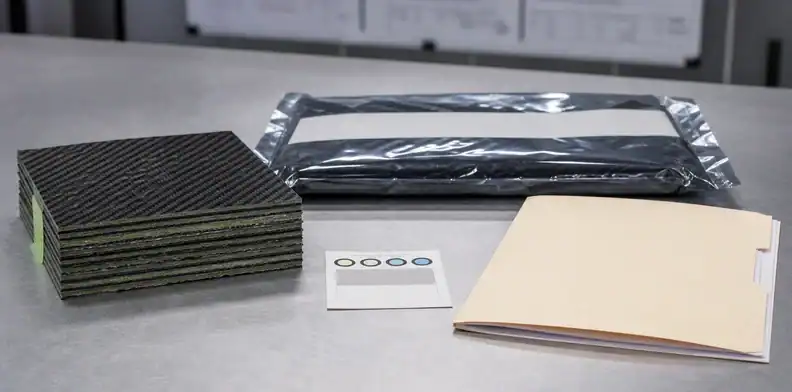 An engineering scene for PCB prepreg storage moisture control showing material RFQ review.