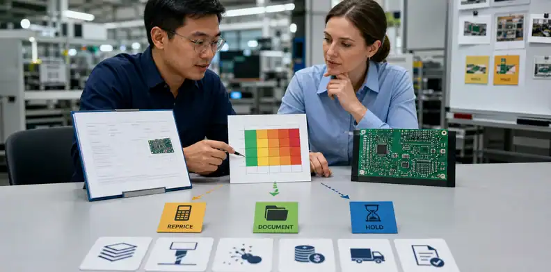PCB quote exclusions risk matrix for repricing or documenting an order gap