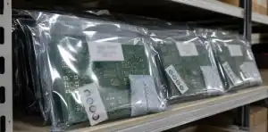 Sealed PCB shelf life storage bags with humidity cards and desiccant packs