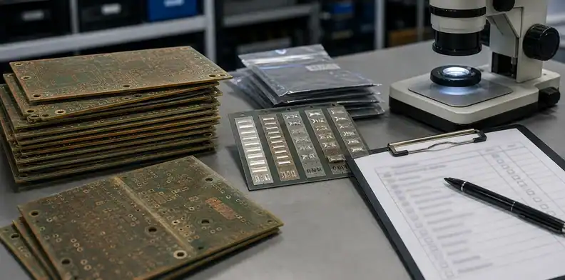Quality desk deciding PCB shelf life release for aged boards with solderability evidence