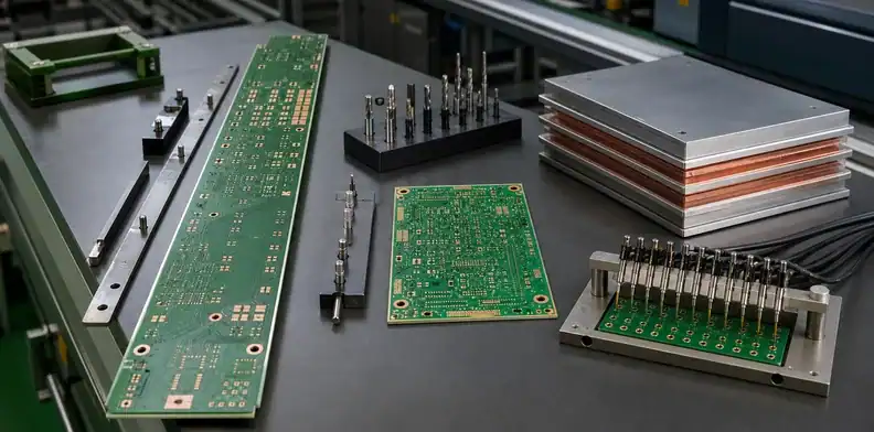 An engineering table shows how maximum PCB size changes with the manufacturing route.
