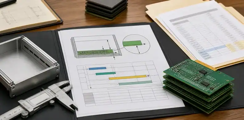 Mechanical tolerance folder showing pcb thickness checks for enclosure fit and cost control