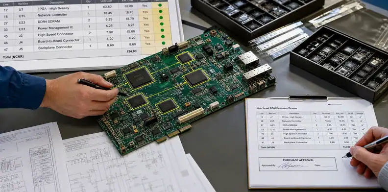 PCBA NCNR components line-level risk and controlled purchase approval