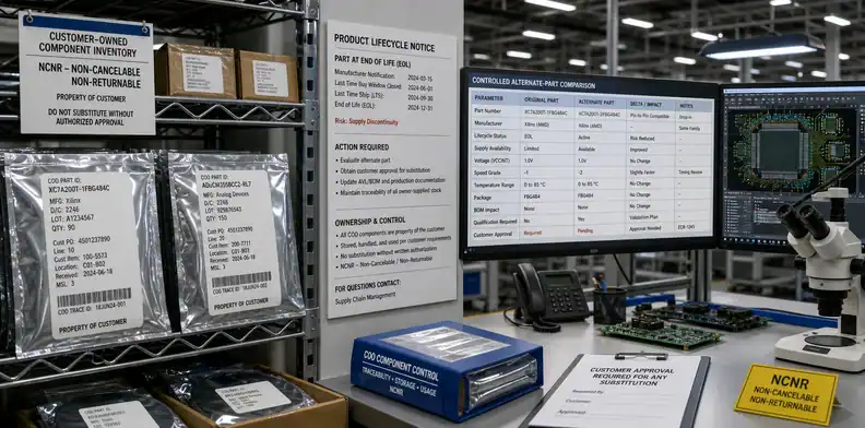 PCBA NCNR components ownership storage lifecycle and substitution control