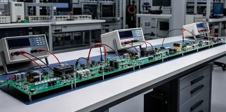 Source and return measurements verify the large PCB power distribution budget.