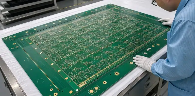 A controlled working-panel drawing guides large PCB panelization.