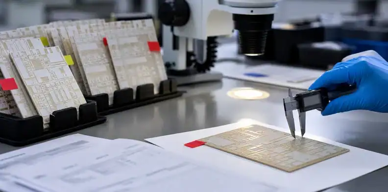 A quality review marks warning signs before scaling a ceramic PCB prototype route.