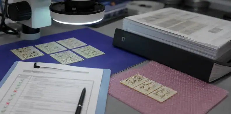 Prototype ceramic PCB samples are inspected before a ceramic pcb prototype supplier production decision.