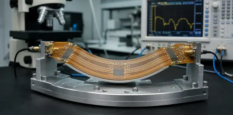 Bend and RF testing qualify a Pyralux TK vs AP production construction.