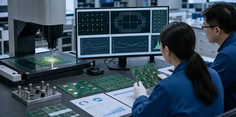 Measured features and traceable report fields support hybrid PCB layer registration approval