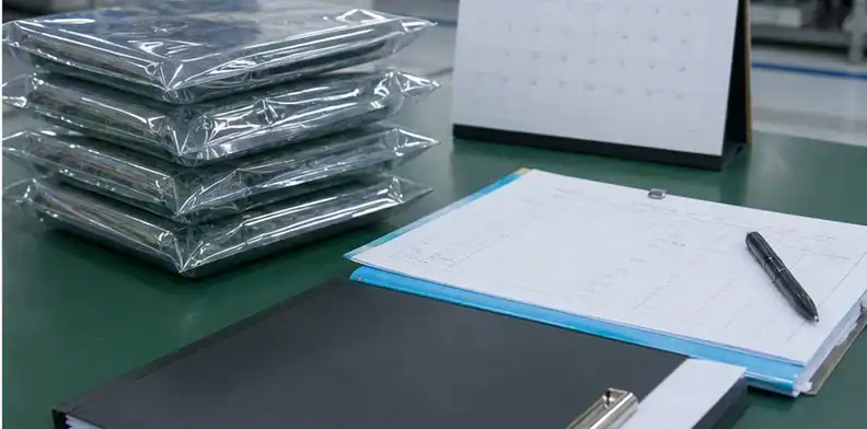 Logistics desk preparing a revised release note to reschedule PCB delivery