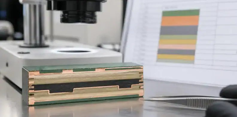 A buried resistor PCB stack-up cross section highlights an internal resistive layer between copper layers.