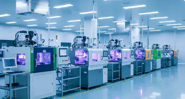 RF PCB manufacturing equipment in cleanroom for high-frequency circuit boards