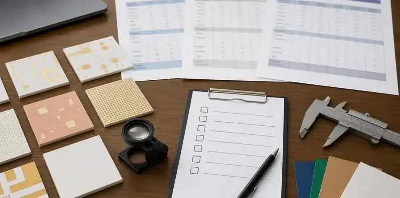 Supplier quote sheets and ceramic samples review ceramic pcb vs aluminum nitride substrate RFQ wording.