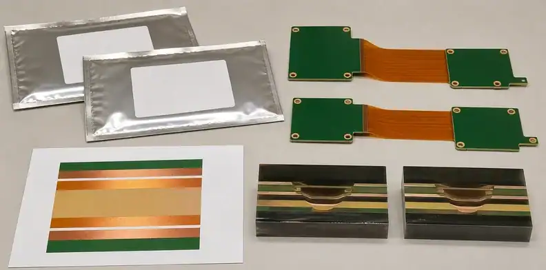 Baseline and substitute samples document rigid-flex no-flow prepreg changes for repeat production.
