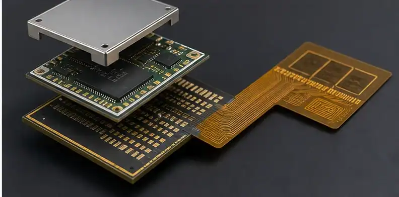 A hybrid stack-up review shows BT PCB for RF and high-frequency modules compared with low-loss RF laminate.