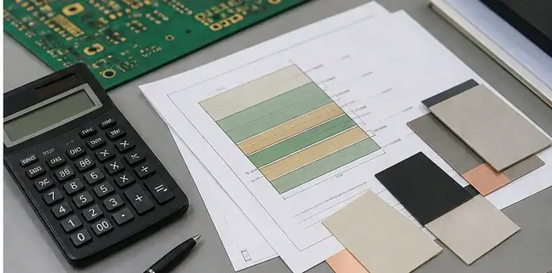 Buyer reviewing quote assumptions for a Rogers FR4 hybrid PCB before approval