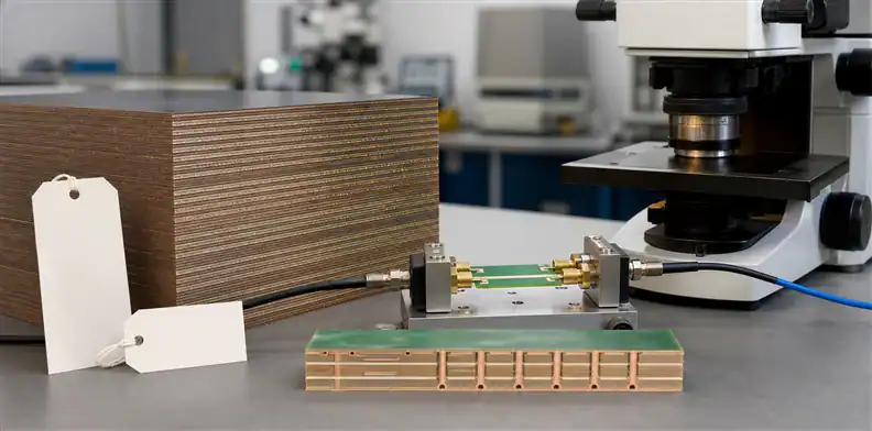 Coupon evidence validates a Rogers RO1200 PCB material production stackup.