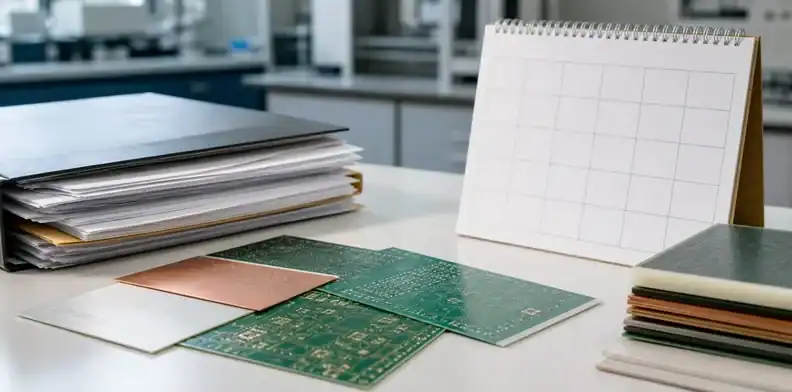 Rohs reach pcb documents SVHC date control shown with calendar and PCB material notes