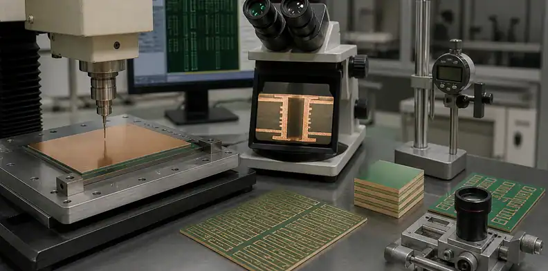 Fabrication evidence supports an RT/duroid 6002 vs 6035HTC material choice.