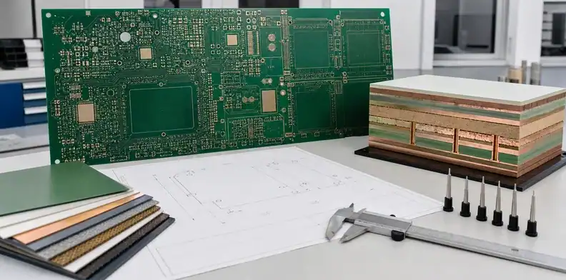 Stack-up, material and datum drawings complete the mechanical large PCB RFQ files.