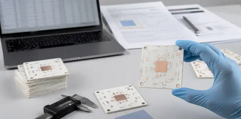 Supplier data and substrate samples are checked against a ceramic pcb thermal conductivity claim.