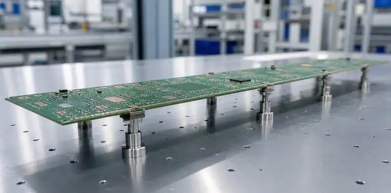 Distributed support protects flatness through extra-long PCB manufacturing.