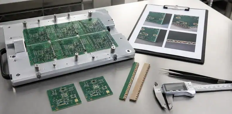 First panel approval table for v-score vs tab routing before repeat PCB production