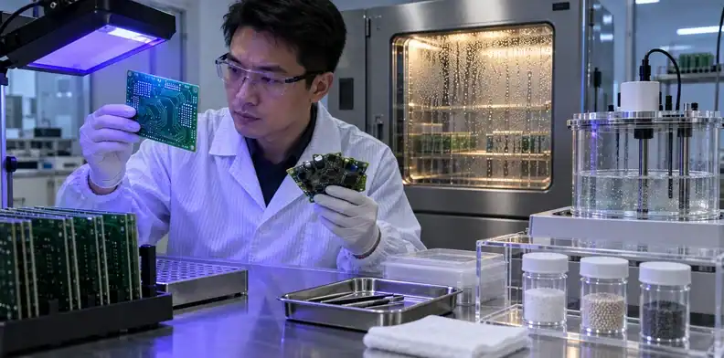 Humidity and cleanliness testing checks moisture-related failure risks.