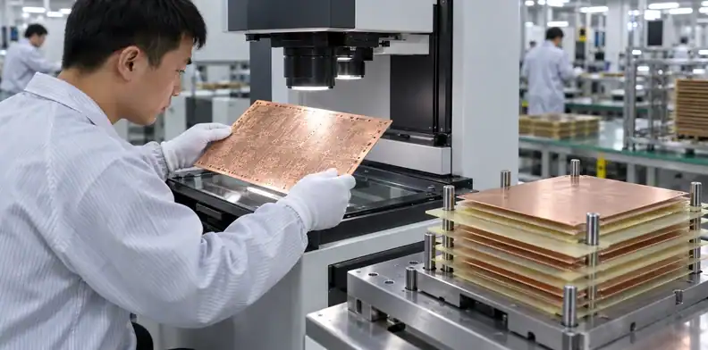 Automated optical inspection supports controlled multilayer PCB lay-up.
