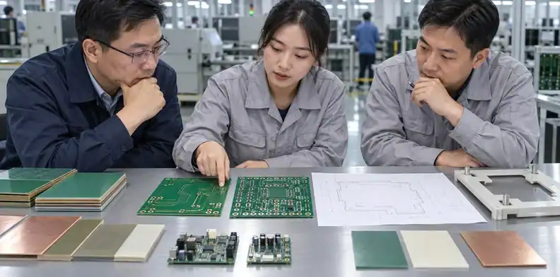 A supplier and buyer review one-layer and two-layer PCB RFQ options.