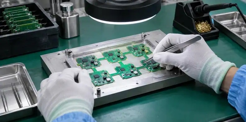 A fitted carrier supports the flat assembly and its thinned connection.