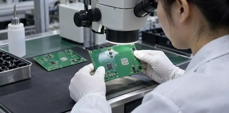 A marked assembly is checked after surface-processing exposure.