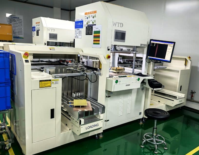 Bare-board electrical test equipment at the Queen EMS factory